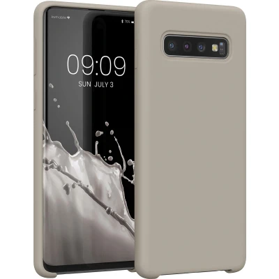 Afbeelding van kwmobile telefoonhoesje geschikt voor Samsung Galaxy S10 Hoesje met siliconen coating Smartphone case in mat beige