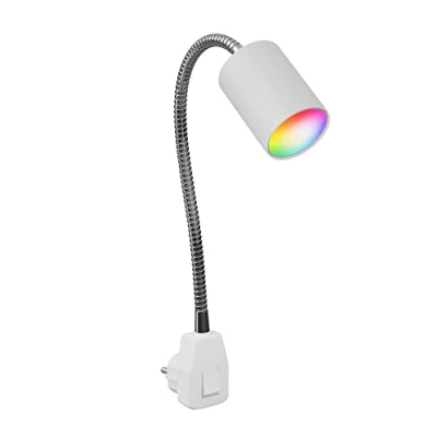 Afbeelding van ledscom.de GU10 fitting lamp WAIKA Zwanenhals, schakelaar, wit incl. Smart Home RGBW LED