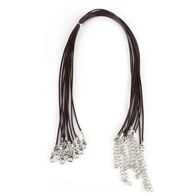 Afbeelding van 10 Stuks 1,5 Mm 18 Inch Waxkoord Wax Ketting Gevlochten Zwart Lederen Touw Imitatieleer Met Gesp Voor Diy Sieraden Maken (Bruin)