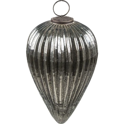 Afbeelding van Clayre &amp; Eef Kerstbal XL Ø 13x21 cm Zilverkleurig Glas Kerstdecoratie