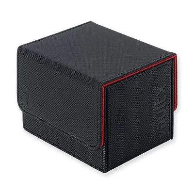 Afbeelding van Vault X Exo Tec® modulaire zijladende dekboxmodule voor meer dan 100 TCG kaarten. Afneembaar magnetisch deksel. Past op Commander &amp; Standaard ruilkaarten. (Zwart/Elektrisch Rood)