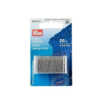 Afbeelding van Prym Elastisch Naaigaren grijs 970011 20 m x 0,5 mm 1 klosje