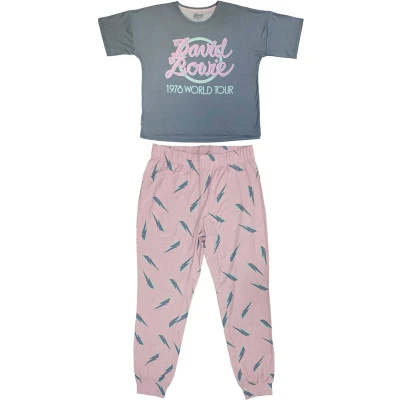 Afbeelding van David Bowie 1978 World Tour Pyjama L Blauw/Roze