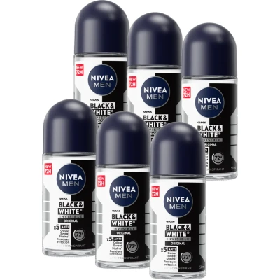 Afbeelding van 6x Nivea Men Invisible Black &amp; White Original Deoroller 50ml
