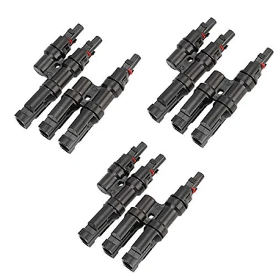 Afbeelding van Aiqeer 3 Paar Zonnepaneel Kabel Connector, Zonne Fotovoltaïsche Connector T Aftakconnector MFF/FMM (Zwart)