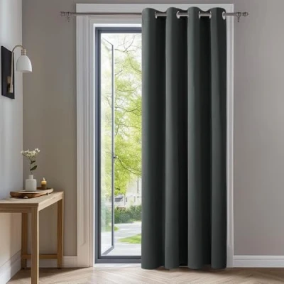 Afbeelding van Deconovo Gordijnen Verduisterend met Oogjes, Donkergrijs, 140x180 cm (B x H), Ondoorzichtige Warmtewerende Stof voor Woonkamer, 1 stuk