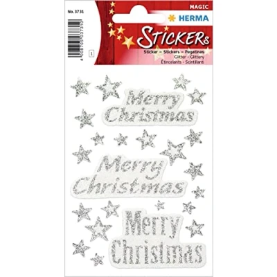 Afbeelding van 10x Herma Stickers Vrolike Kerstmis, glitter