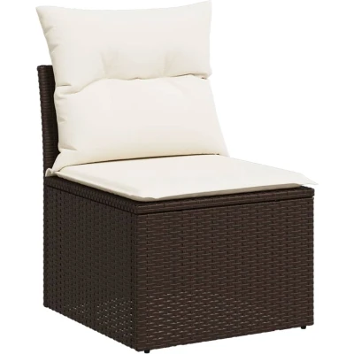 Afbeelding van Tuinbank zonder armleuning met kussens poly rattan bruin