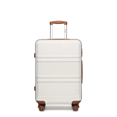 Afbeelding van Kono Koffer Hard Shell Lichtgewicht ABS Reiskoffer Handbagage Trolley met 4 Spinner Wielen &amp; TSA Lock, crme Wit, 24 Inch, Modieus