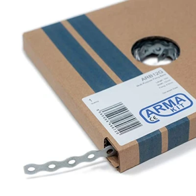 Afbeelding van ArmaKit Gegalvaniseerde stalen band metalen bevestigingsband met geperforeerde gaten, bouwers allround 10 meter rol (12 mm naakt)
