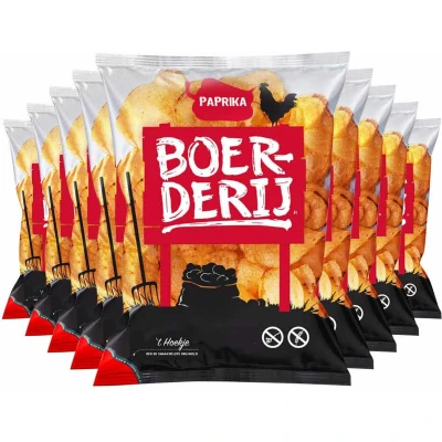 Afbeelding van 9x Boerderij Chips Paprika 190 gr