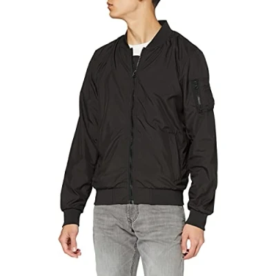 Afbeelding van Build Your Brand Herenjack nylon bomberjack, lichte bomberjack voor mannen, verkrijgbaar in 2 kleuren, maten S XXL, zwart (Black 00007), L