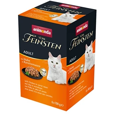 Afbeelding van Animonda Vom Feinsten volwassen kattenvoer, natvoer voor katten, met kip in wortelsaus, 6 x 100 g