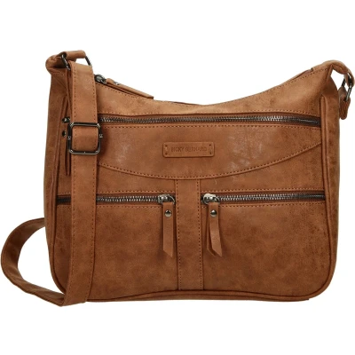 Afbeelding van Bicky Bernard Omhang Schoudertas Ritsvakjes Trendy Tas cognac camel dames