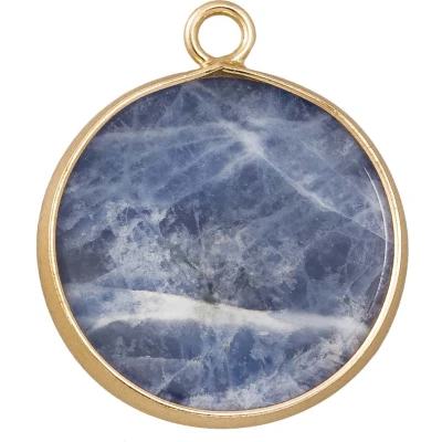 Afbeelding van Sodaliet Hanger (25.5 x 21 3 mm) Goud (1 stuk)