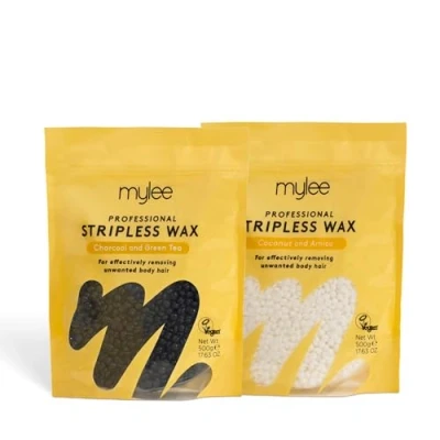 Afbeelding van Mylee Professionele Harde Wax 2x500G [Houtskool en Groene thee + Kokosnoot &amp; Arnica] geen strips depilerende waxpellets vaste filmbonen strip nodig, pijnloze zachte ontharing van het volledige lichaam, gezicht bikinilijn