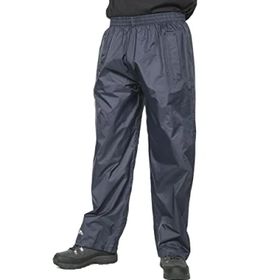 Afbeelding van Trespass Qikpac Pant, compact oprolbare waterdichte regenbroek met 3 zakopeningen voor dames en heren, uniseks, zwart, XXL
