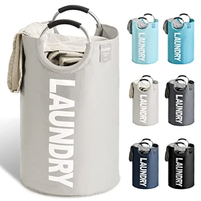 Afbeelding van YOUDENOVA Wasmand opvouwbare wasverzamelaar waszak laundry basket inhoud 82 liter met handvat lichtgrijs