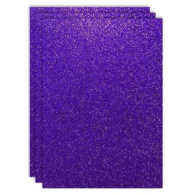 Afbeelding van RAYLU PAPER Gekleurd glitterkarton, A4 en 200 g/m² dikte, vellen van karton met glitter voor knutselwerk, 3 stuks (paars)