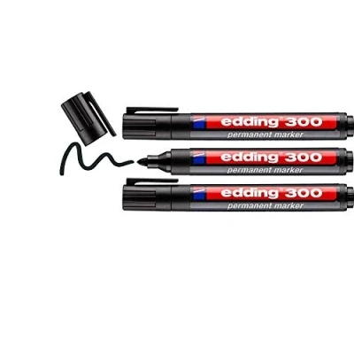 Afbeelding van Viltstift edding 300 rond 1.5 3mm zwart blister à 3 stuks