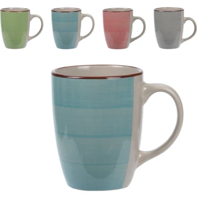 Afbeelding van Set van 4x stuks luxe gekleurde stoneware bekers/koffiekopjes 270 ml Bekers