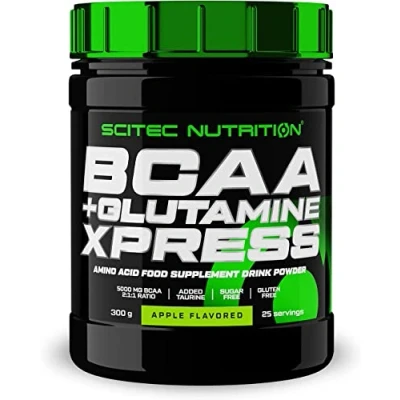 Afbeelding van Scitec Nutrition BCAA + Glutamine Xpress Essentieel aminozuurmengsel met 5g 2:1:1 BCAA&#039;s Verrijkt Taurine, 300 g, Appel