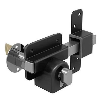 Afbeelding van Gatemate 1490106 Euro Lange Single Throw Lock met Thumb Turn P11, Zwart/Roestvrij Staal, 50 mm