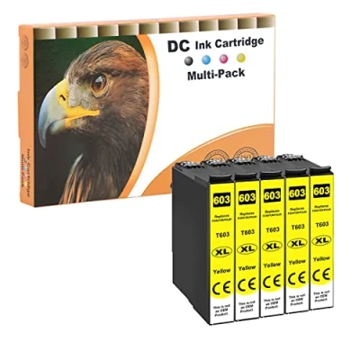 Afbeelding van D&amp;C 5x Geel inktcartridges compatibel met Epson 603 XL voor Expression Home XP 2100 2105 3100 3105 4105 4155 Workforce WF 2810DWF 2830DWF 2835DWF 2850DWF
