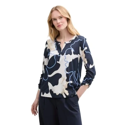 Afbeelding van TOM Tailor Langarm MIT Muster Blouse, Dames, Maat: XL, Big floral shapes design