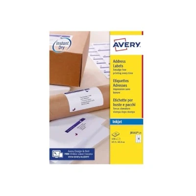 Afbeelding van Etiket avery j8161 25 63.5x46.6mm wit 450 stuks Pak a vel 5