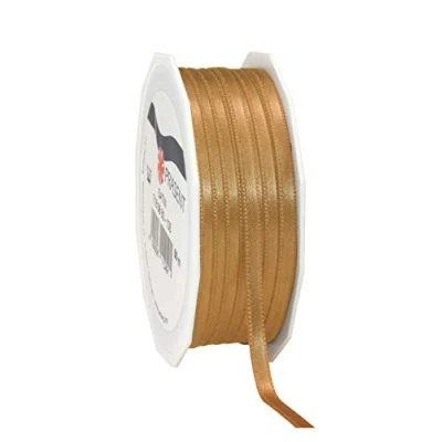 Afbeelding van C.E. Pattberg Satijn goud, 50 m satijnen lint voor het inpakken van geschenken, 6 mm breed, cadeaulint decoreren en knutselen, decoratief elke gelegenheid