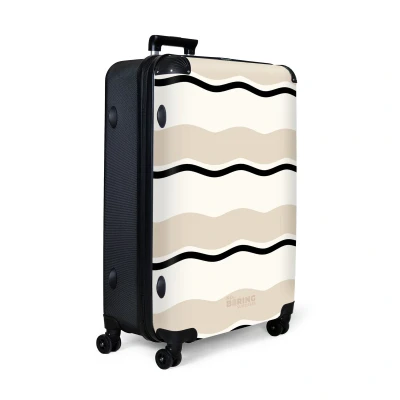 Afbeelding van NoBoringSuitcases.com® Koffer groot Reiskoffer lichtgewicht Golvende strepen in crème tinten Rolkoffer met 4 wielen Grote trolley XL 98 liter bagage