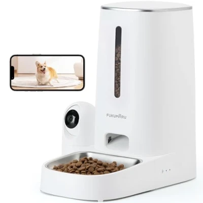 Afbeelding van FUKUMARU Automatische Kattenvoederbak met Camera, HD 1080P Video, Nachtzicht, WiFi 5G App besturing, Bidirectionele Audio