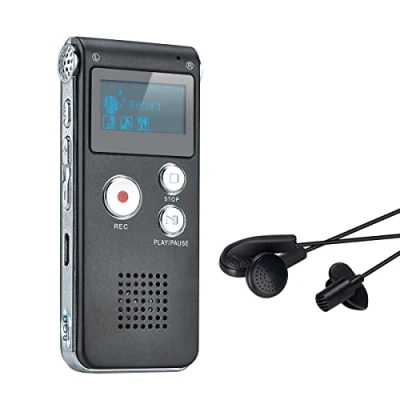 Afbeelding van COVY Digitaal dicteerapparaat, 8 GB audio opname, digitale voicerecorder met spraakherkenning voor interview, lezing, vergaderingen en lezingen