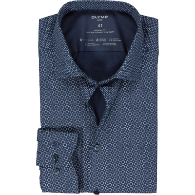 Afbeelding van Olymp overhemd heren Luxor Modern fit normale donkerblauw geprint