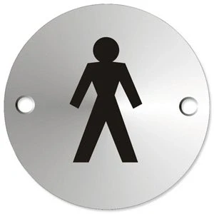 Afbeelding van Circular Convex Gents Logo Sign Satin geanodiseerd aluminium 72 mm diameter