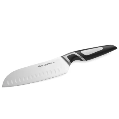 Afbeelding van FLORINA Santokumes (17 cm) I Keukenmes PROFESSIONAL Japans Koksmes Ergonomische Handgreep met Antislip Coating Universeel Mes van Roestvrij Staal Vaatwasmachinebestendig