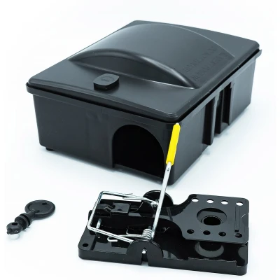 Afbeelding van Rattenvoerdoos met klem; Rattenbox Rattenval; ideaal voor het vangen van ratten in huis en tuin; Rattenkist Rattenvanger; Rattenvanger