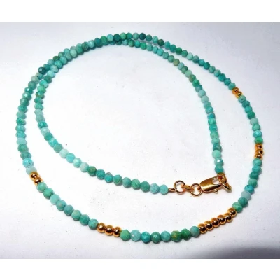 Afbeelding van Natuurlijk Amazoniet collier geel verguld