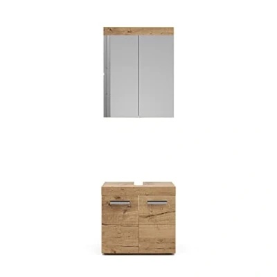 Afbeelding van Vicco Badkamermeubel set Luna, Eiken Wotan, 2 delen
