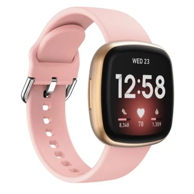 Afbeelding van Fitbit Versa 3 &amp; 4 / Sense 1 2 Siliconen bandje Roze