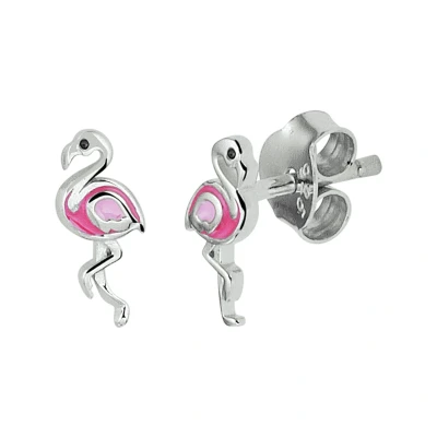 Afbeelding van Zilver Gerhodineerde Oorknoppen flamingo 1328938 Sieraden compleet horloge Zilverkleur
