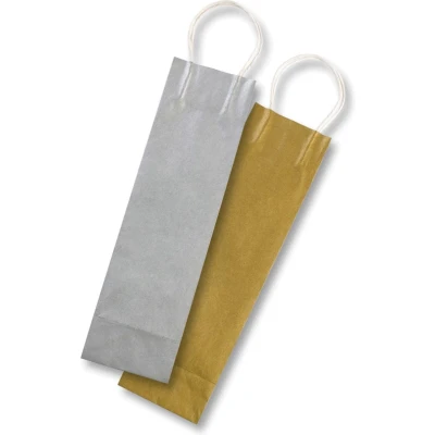 Afbeelding van Folia Papieren Kraft Zak Voor Flessen, 110 G/m², Goud En Zilver, Pak Van 6 Stuks Zakjes