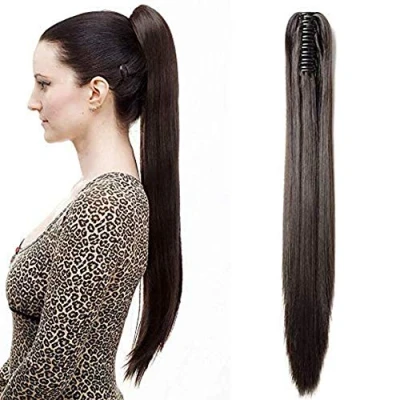 Afbeelding van SEGO Haarstukje, paardenstaart, clip haarverlenging paardenstaart verlenging elastisch 53 cm donkerbruin