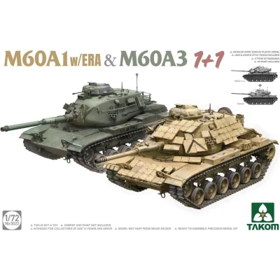 Afbeelding van 1:72 Takom 5022 M60A1 w/ERA &amp; M60A3 1 + Plastic Modelbouwpakket