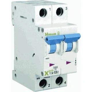 Afbeelding van Eaton plsm b63 2 mw installatieautomaat 2p b karakteristiek 63a iec en 60898 1 10ka modulen breedte 35mm 242385