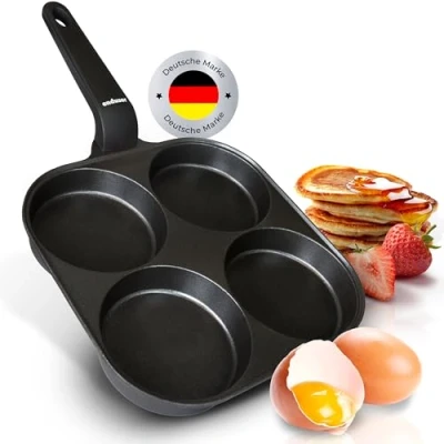 Afbeelding van endusor Spieeipan, geschikt voor inductie (21 cm), eierpan &amp; pannenkoekenpan met antiaanbaklaag inductie, gas, keramische elektrische eierpan, oogpan spiegelei, ei, pannenkoeken