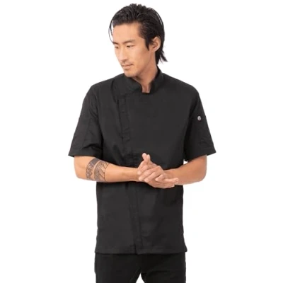 Afbeelding van Chef Works Springfield unisex koksbuis met rits zwart S, Borstomvang: 92 97cm