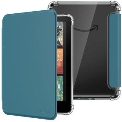 Afbeelding van MoKo Case for All new 7&quot; Kindle Paperwhite 12th Generation 2024&amp;Kindle Colorsoft Signature Edition 2024, Ultra Clear Soft Flexible Transparent TPU Back Cover Light Shell with Auto Wake/Sleep,Turquoise