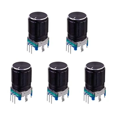 Afbeelding van BOJACK EC11 Audio Digitale Potentiometer 360 Graden 5 Pin Rotary Encoder Code Schakelaar met Knop Cap (Pak van Stuks)